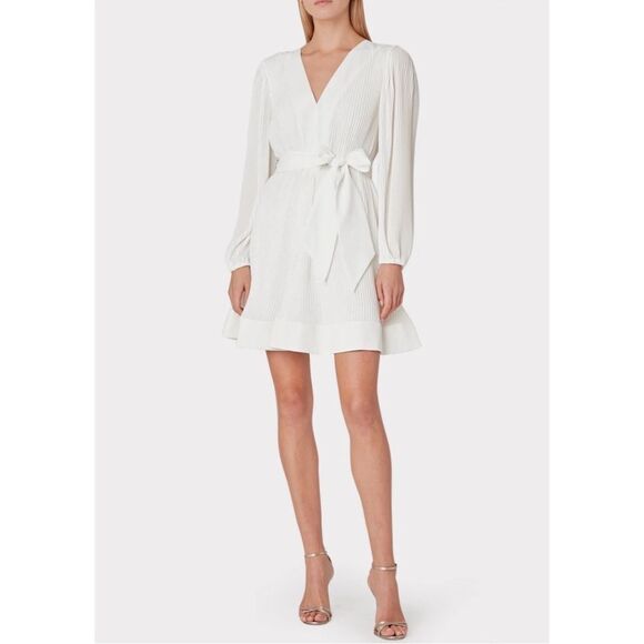 Milly Pleated Belted Long Sleeve Dress size 0 - Picture 2 of 10